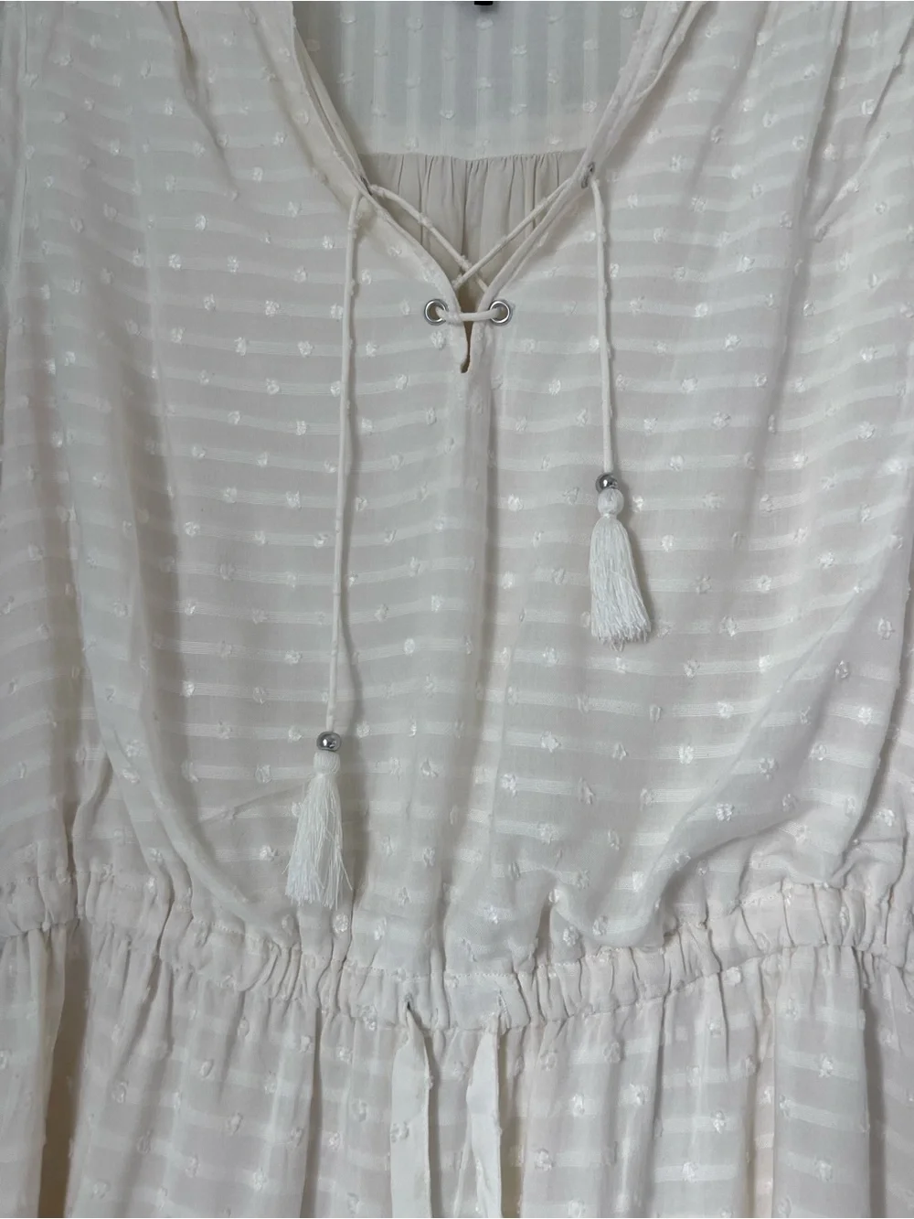 PAIGE White Swiss Dot Ruffle Blouse